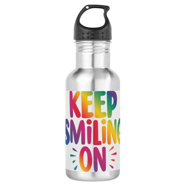 keep smiling on 532 ml water bottle (Front)