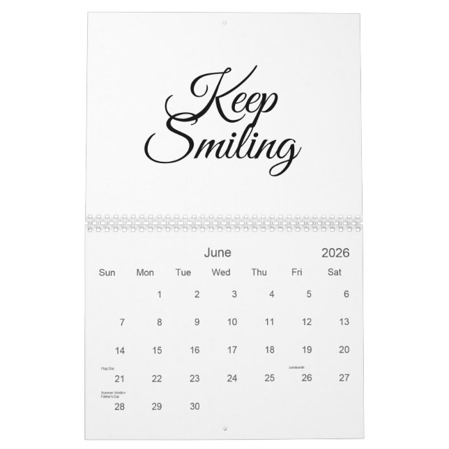 Keep smiling, pretend it's not Monday  Calendar (Jun 2026)