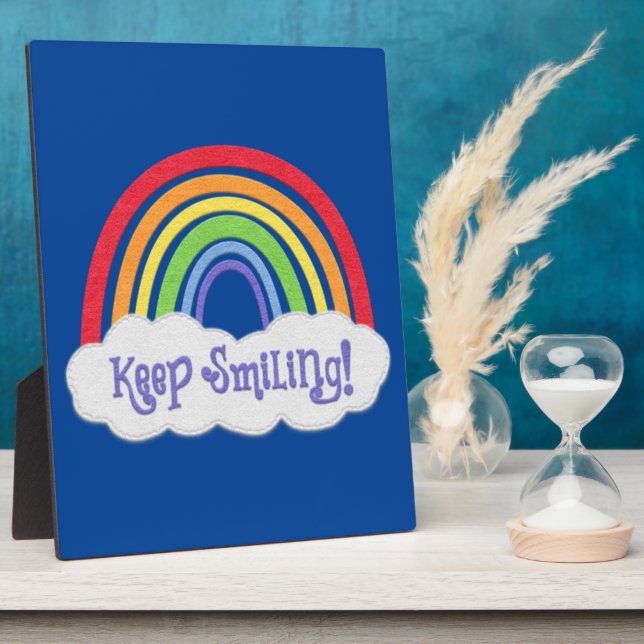 Keep Smiling! | Rainbow with Cloud | You Customize Plaque (Side)