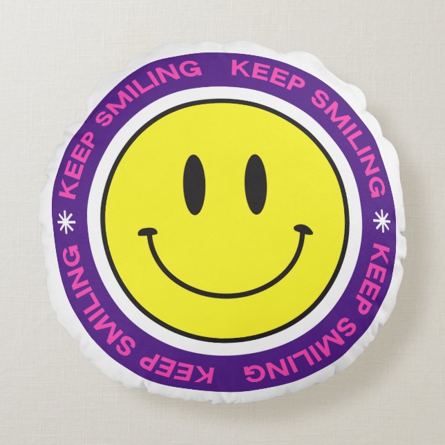 Keep Smiling Round Pillow (Front)