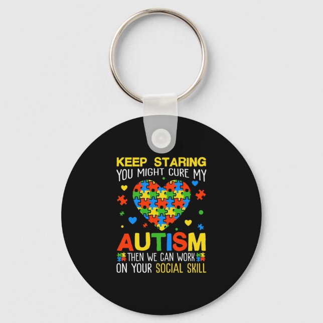 Keep Staring You Might Cure My Autism Puzzle Keychain (Front)