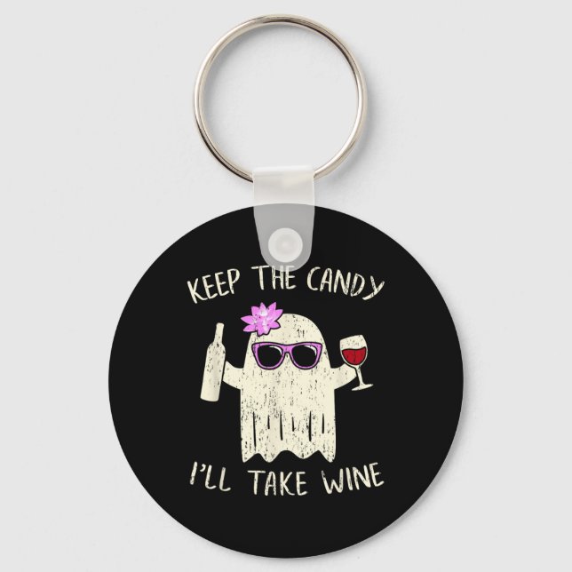 Keep The Candy Fun Halloween Ghost Costume Women  Keychain (Front)