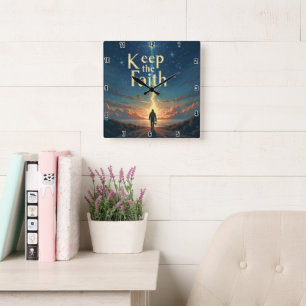 Keep The Faith: Guided Journey Square Wall Clock
