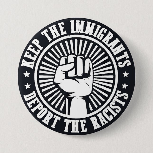 keep the immigrants 3 inch round button (Front)