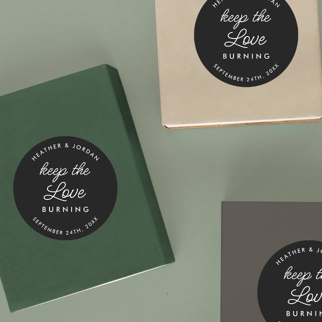 Keep The Love Burning Wedding Candle Favours Classic Round Sticker (Creator Uploaded)