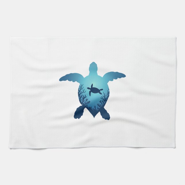 Keep The Sea Plastic Free Save The Sea Turtles T-S Kitchen Towel (Horizontal)