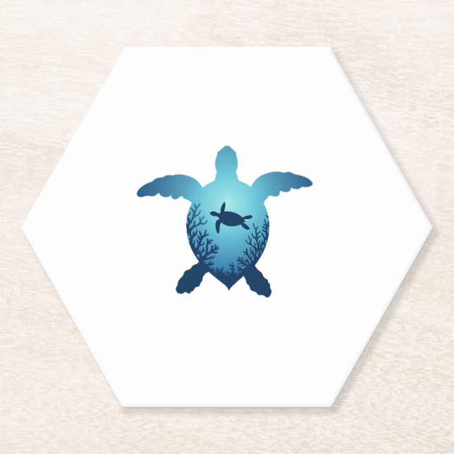 Keep The Sea Plastic Free Save The Sea Turtles T-S Paper Coaster (Front)