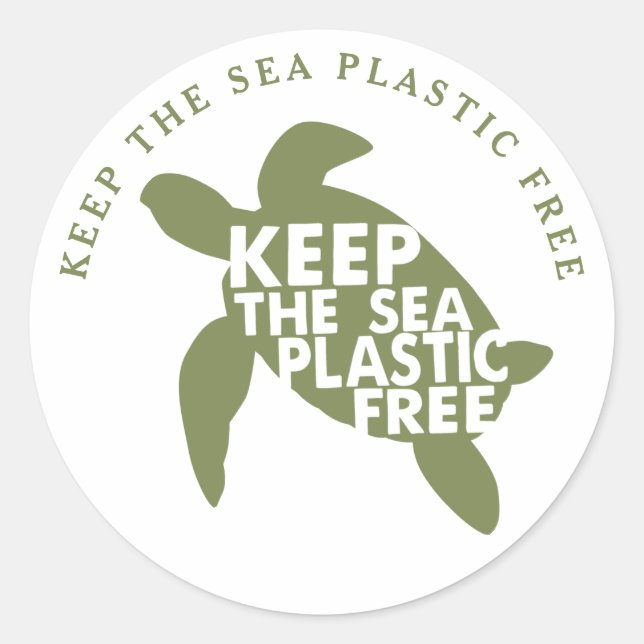 Keep The Sea Plastic Free Sea Turtle Classic Round Sticker (Front)