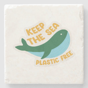 Keep the sea plastic free stone coaster