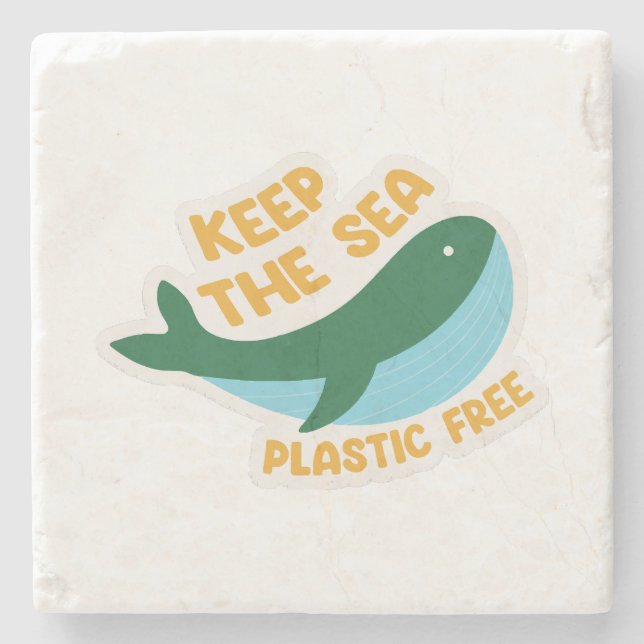 Keep the sea plastic free stone coaster (Front)
