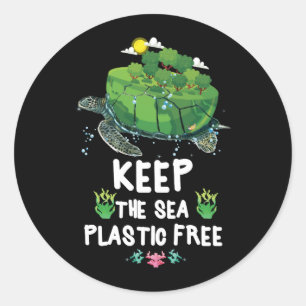 Keep The Sea Plastic Free Turtle Save Earth Classic Round Sticker