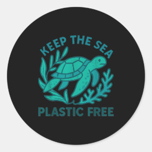 Keep the sea plastic sea turtle eco earth day classic round sticker