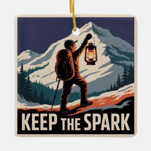 Keep The Spark Ceramic Ornament (Front)