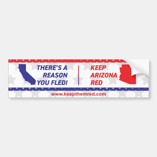 Keep Them Red - Bumper Sticker CA to AZ (Front)