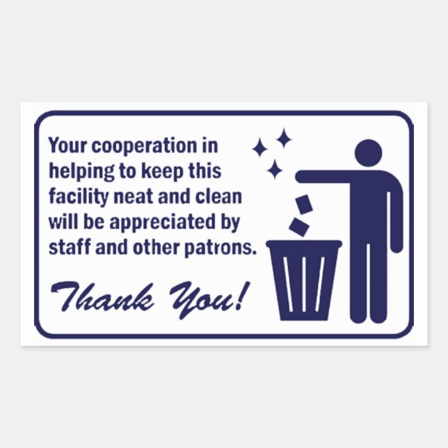 'Keep This Facility Clean' Laundry Store Blue Sticker (Front)