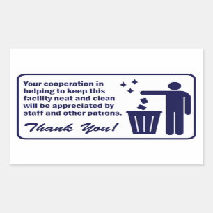 'Keep This Facility Clean' Laundry Store Blue Sticker