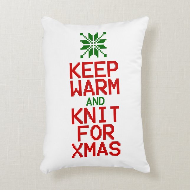Keep Warm and Knit for Xmas Accent Pillow (Front(Vertical))