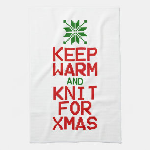 Keep Warm and Knit for Xmas Kitchen Towel