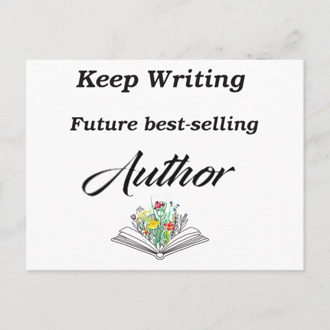 Keep Writing Future Best-Selling Author Motivation Holiday Postcard (Front)