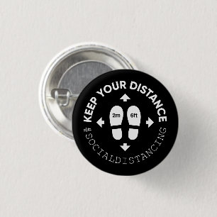 "Keep your distance" Social Distance Sign 1 Inch Round Button