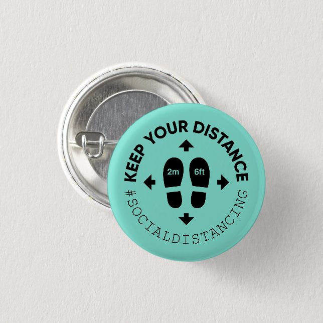 "Keep your distance" Social Distance Sign 1 Inch Round Button (Front & Back)