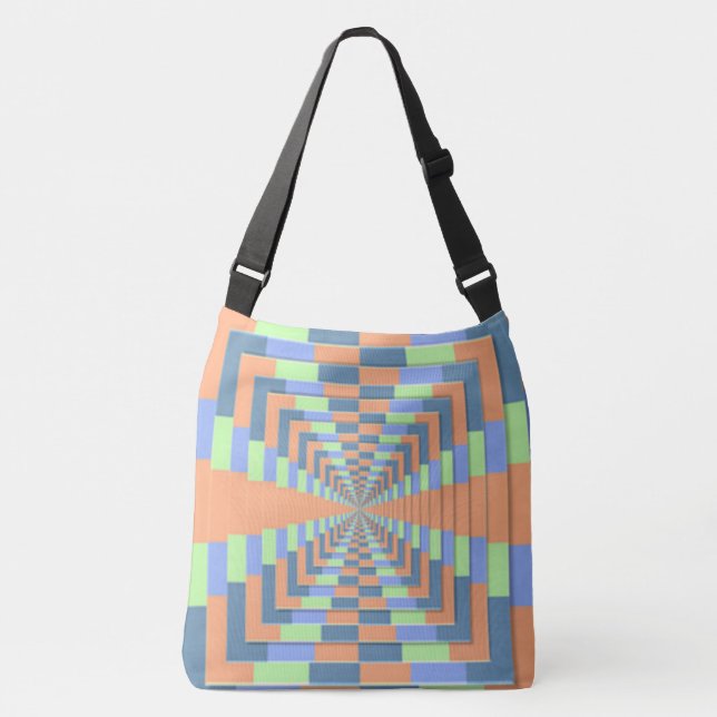 KEEP YOUR FOCUS AND PERSPECTIVE BLUE ORANGE CROSSBODY BAG (Front)