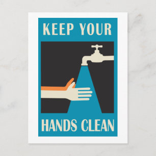 keep your hands clean postcard