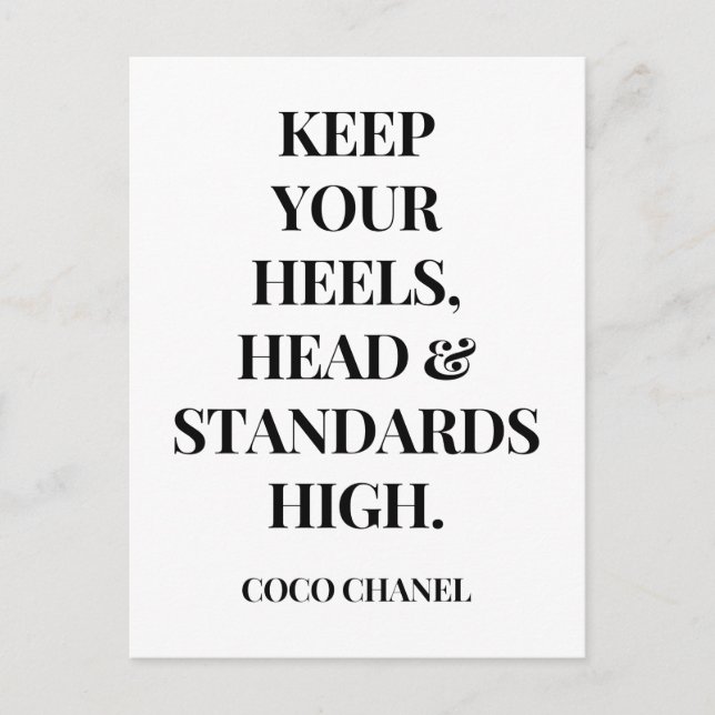 Keep Your Heels Head And Standards High - Inspirat Postcard (Front)