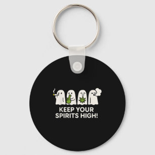 Keep Your Srits High Ghost Smoking Weed Halloween  Keychain