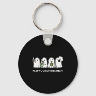 Keep Your Srits High Ghost Smoking Weed Halloween  Keychain