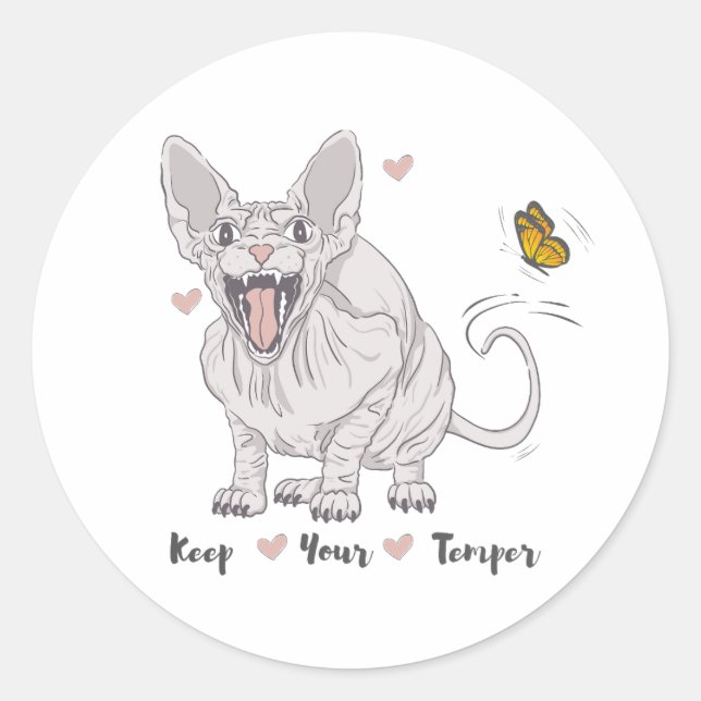 Keep your temper classic round sticker (Front)