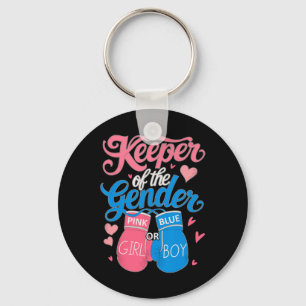 Keeper Of Gender Boxing Gender Reveal Family Party Keychain