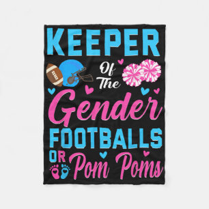 Keeper Of Gender Football Or Pom Poms Gender Revea Fleece Blanket