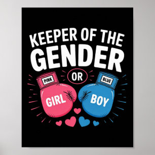 Keeper Of Gender Reveal Announcement Party Boxing Poster