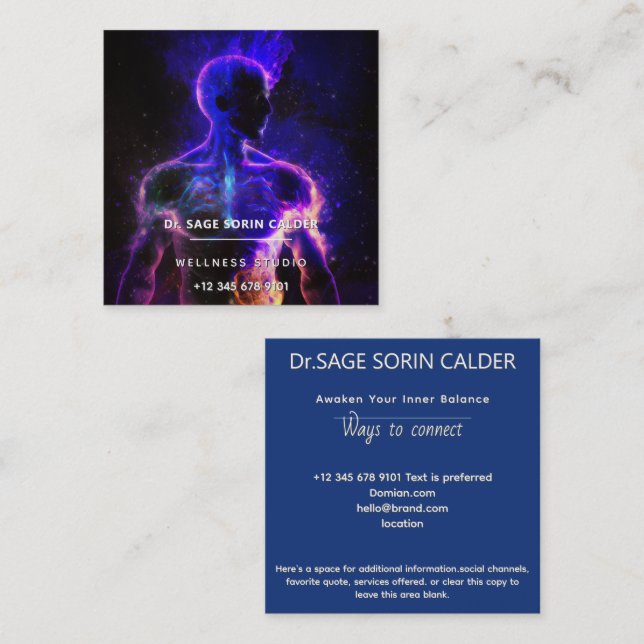 Keeper of Light | Energy Figure Square Business Card (Front/Back)