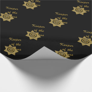 Keeper of the Cons-Gold Badge-Blk-Gift Wrapping Paper