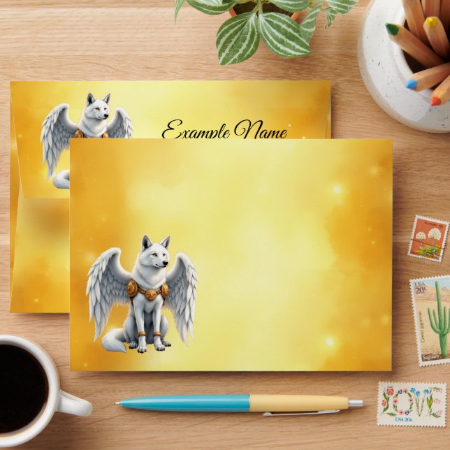 Keeper of the Dawn – The White Winged Wolf.  Envelope (Desk)