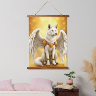 Keeper of the Dawn – The White Winged Wolf. Hanging Tapestry