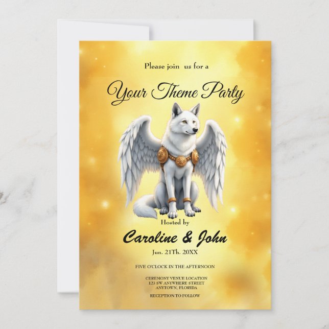 Keeper of the Dawn – The White Winged Wolf.  Invitation (Front)