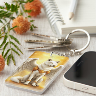 Keeper of the Dawn – The White Winged Wolf. Keychain