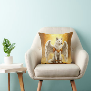 Keeper of the Dawn – The White Winged Wolf.  Throw Pillow