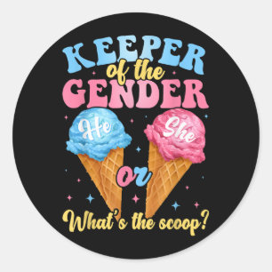 Keeper Of The Gender Ice Cream Whats The Scoop Gen Classic Round Sticker