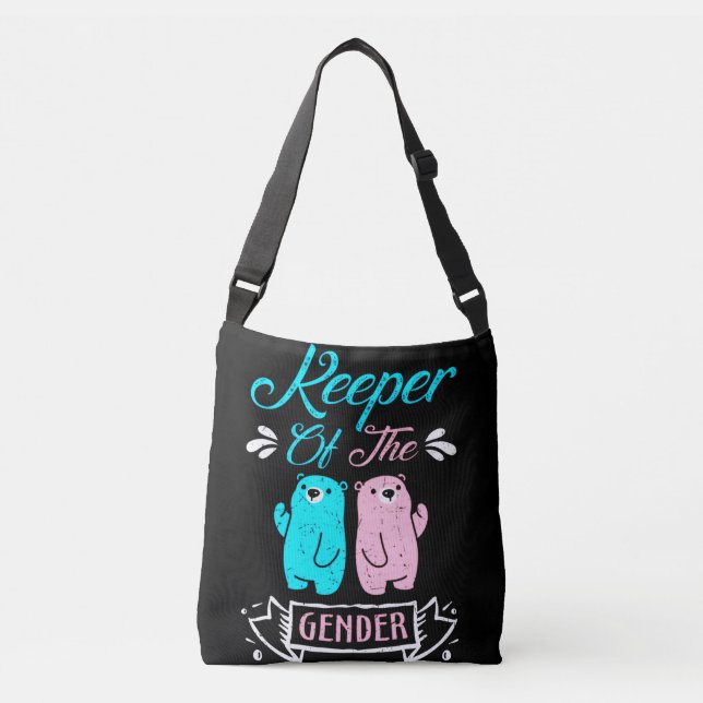 Keeper of the Gender Pink and Blue Teddy Bear Crossbody Bag (Front)