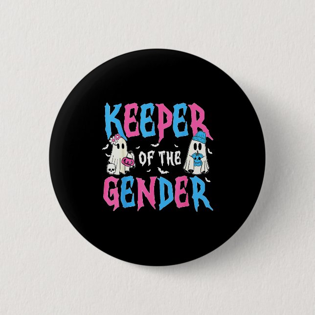 Keeper Of The Gender Pumpkin Halloween Baby Gender 2 Inch Round Button (Front)