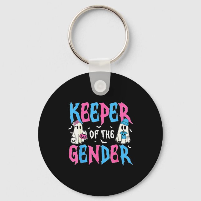 Keeper Of The Gender Pumpkin Halloween Baby Gender Keychain (Front)