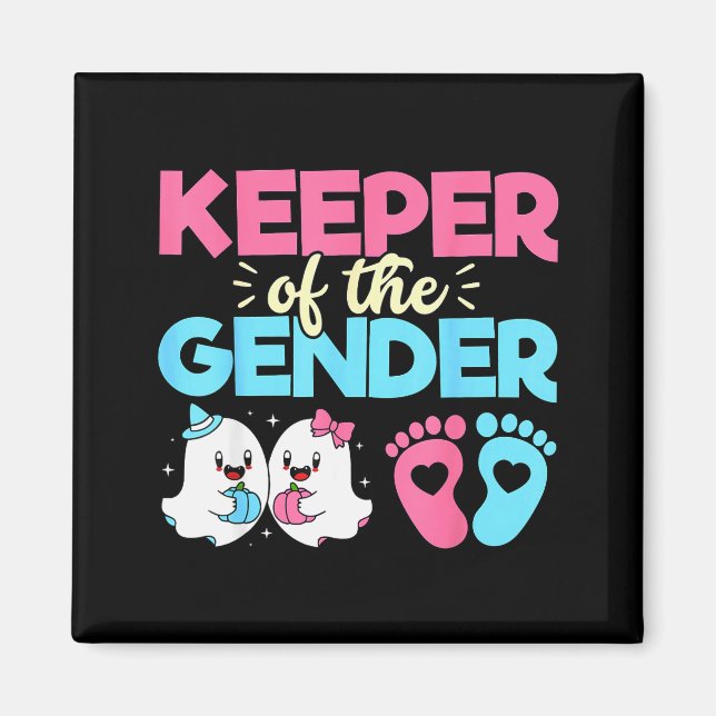 Keeper Of The Gender Pumpkin Halloween Baby Gender Magnet (Front)