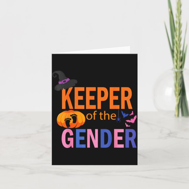 Keeper Of The Gender Reveal Baby Halloween Pregnan Card (Front)