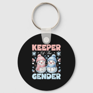 Keeper Of The Gender Reveal Baby Shower Snowman Ch Keychain