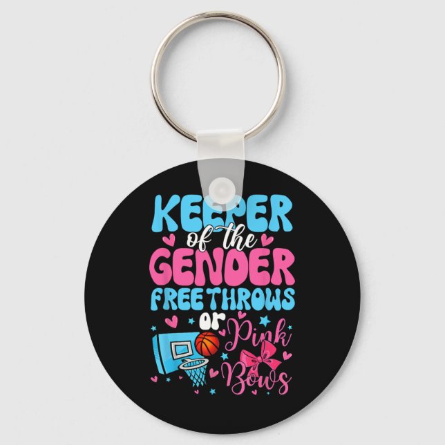 Keeper Of The Gender Reveal Free Throws Or Pink Bo Keychain (Front)