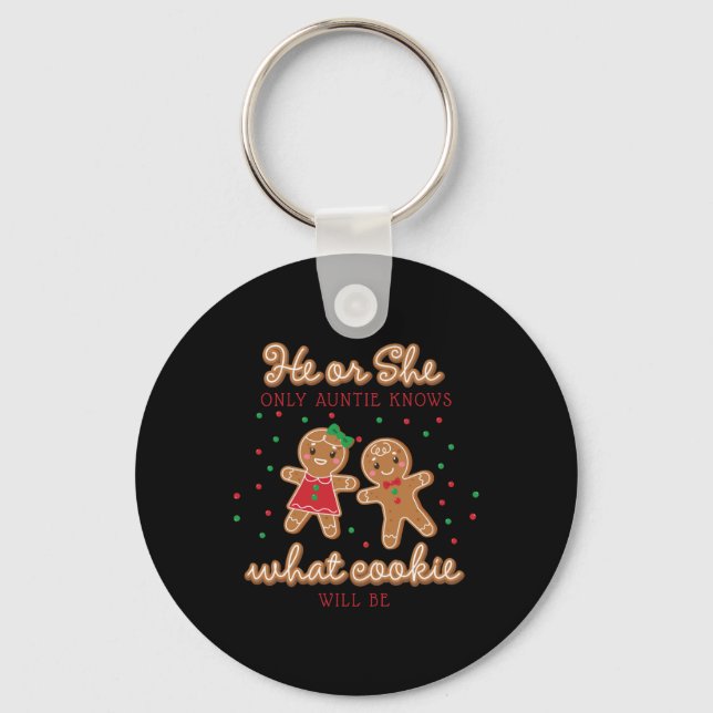 Keeper Of The Gender Reveal Gingerbread Auntie T S Keychain (Front)